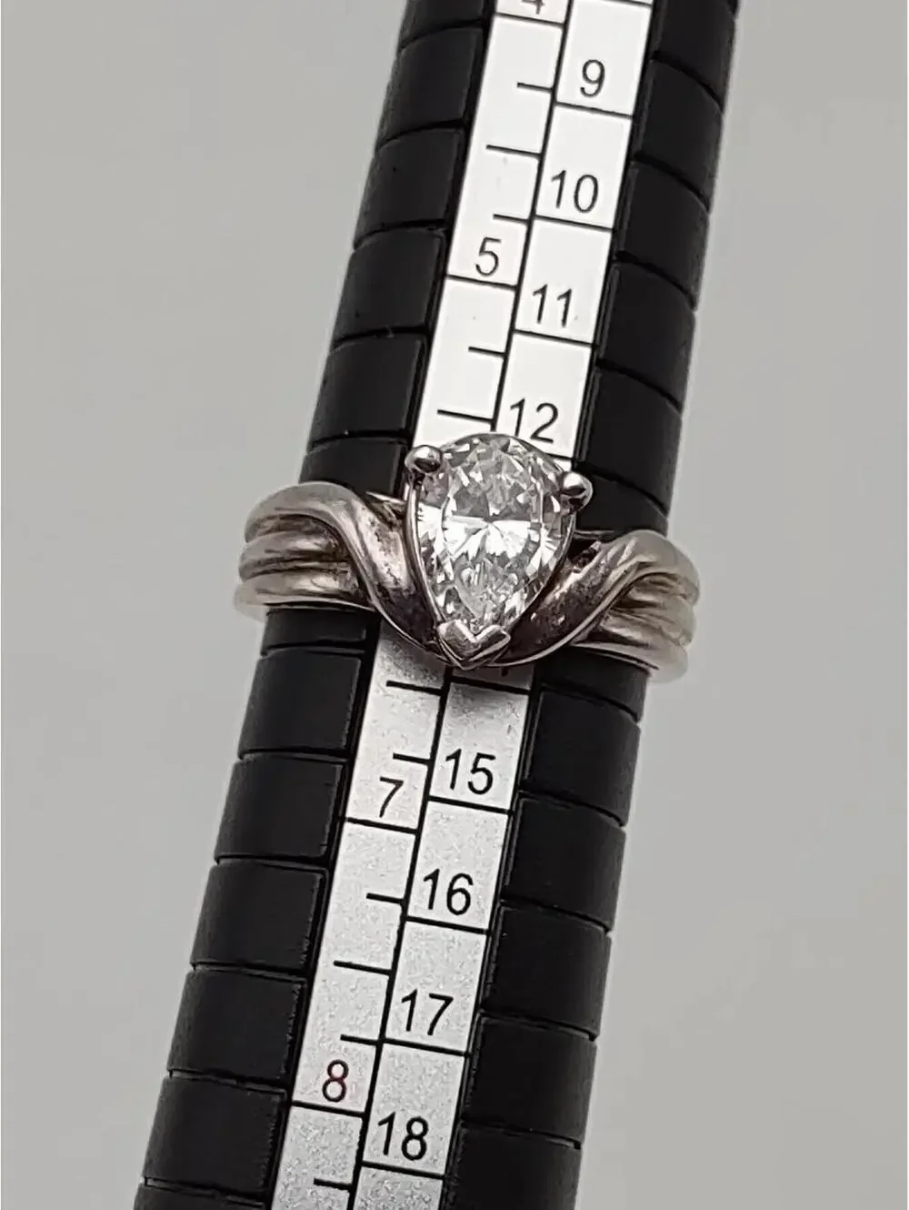 Joseph E Demarco Sterling Ring Pear CZ Size 6 925